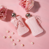 Delina perfume by De Marly for women, featuring elegant floral fragrance bottle with intricate design.