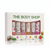 The Body Shop gift box featuring assorted skincare products in colorful packaging, displayed on a white background.