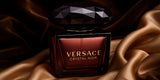 Elegant Crystal Noir Versace perfume bottle for women, featuring a black and gold design with a sleek, luxurious appearance.