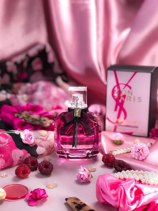 Yves Saint Laurent Mon Paris perfume bottle for women, elegant design with floral accents, ideal for women’s fragrance collection