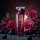 Lancôme Trésor Midnight Rose perfume bottle for women, elegant glass design with pink and black accents.