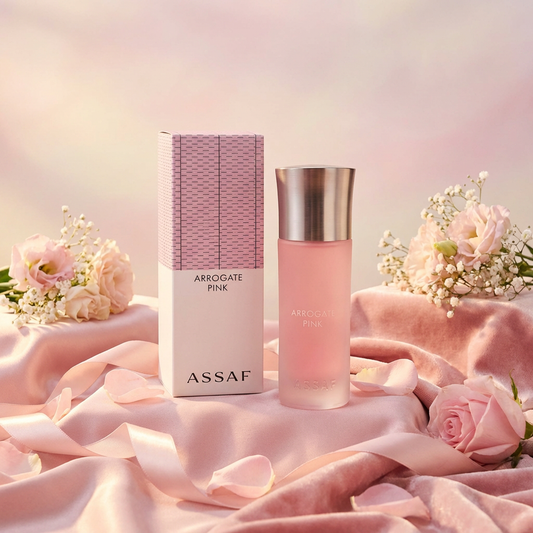 ASSAF Arrogate Pink 200ml perfume bottle with pink liquid and elegant packaging, showcasing a luxurious fragrance by Lion's Store