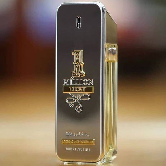 Lion's Store 1 Million Lucky Rabanne men's perfume bottle with sleek gold design and elegant packaging.